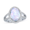 Thumbnail Image 1 of Oval-Cut Lab-Created Opal & White Lab-Created Sapphire Ring Sterling Silver