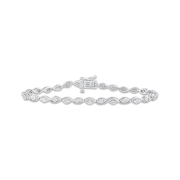 Diamond Marquise Link Bracelet 1/6 ct tw Sterling Silver 7&quot;