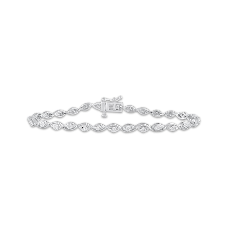 Main Image 1 of Diamond Marquise Link Bracelet 1/6 ct tw Sterling Silver 7&quot;