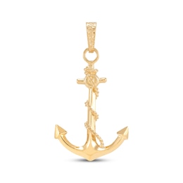 Anchor & Rope Necklace Charm 10K Yellow Gold