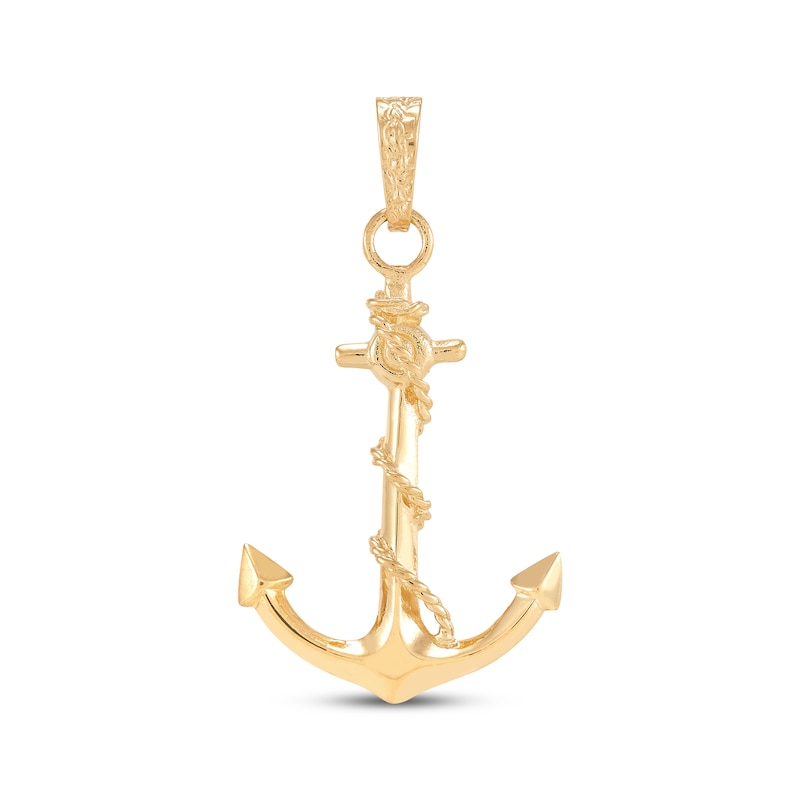 Main Image 1 of Anchor & Rope Necklace Charm 10K Yellow Gold