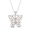 Thumbnail Image 1 of Multi-Shape Lab-Created Opal & Pink Lab-Created Sapphire Butterfly Necklace Sterling Silver 18&quot;