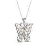 Thumbnail Image 2 of Multi-Shape Lab-Created Opal & Pink Lab-Created Sapphire Butterfly Necklace Sterling Silver 18&quot;