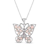 Thumbnail Image 3 of Multi-Shape Lab-Created Opal & Pink Lab-Created Sapphire Butterfly Necklace Sterling Silver 18&quot;