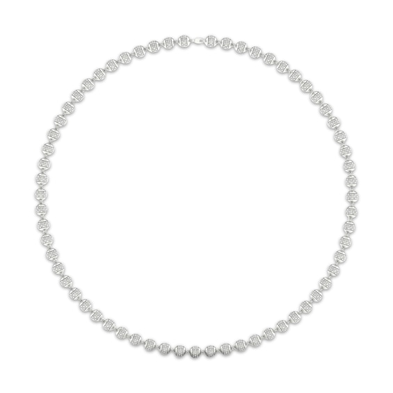 Men's Diamond Bead Necklace 5-5/8 ct tw Sterling Silver 22"