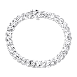 Diamond Swirl Link Bracelet 1 ct tw Sterling Silver 7.25&quot;