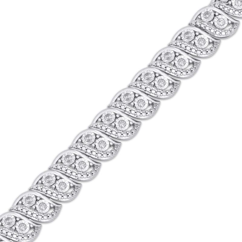 Main Image 2 of Diamond Swirl Link Bracelet 1 ct tw Sterling Silver 7.25&quot;