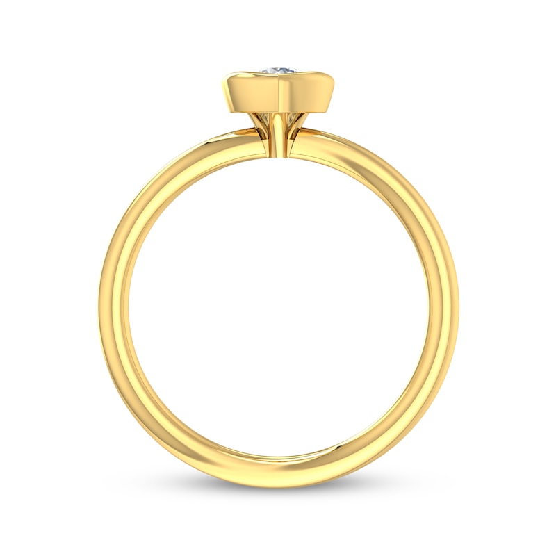 Main Image 3 of Round-Cut Diamond Solitaire Heart-Shaped Frame Engagement Ring 1/5 ct tw 14K Yellow Gold (I/I2)