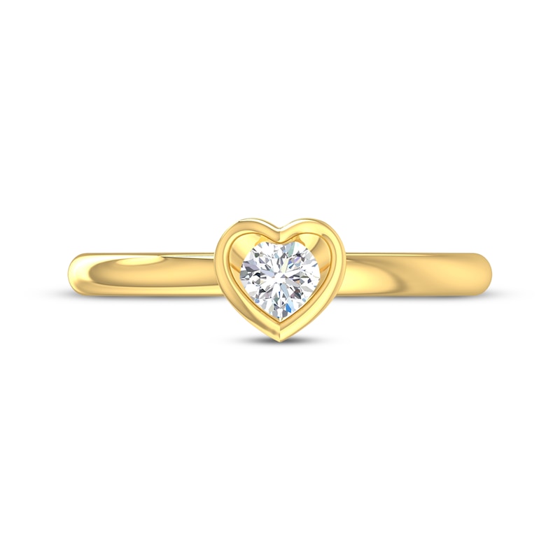 Main Image 4 of Round-Cut Diamond Solitaire Heart-Shaped Frame Engagement Ring 1/5 ct tw 14K Yellow Gold (I/I2)