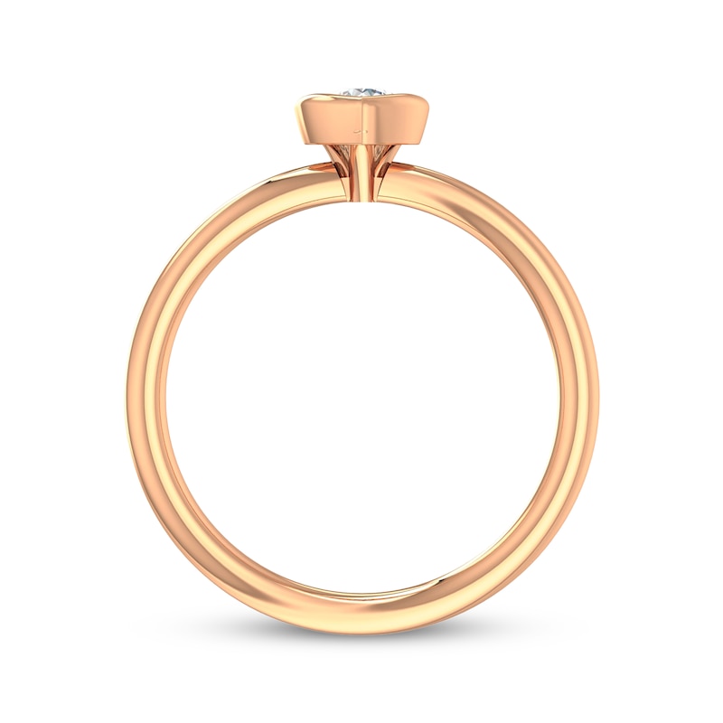 Main Image 3 of Round-Cut Diamond Solitaire Heart-Shaped Frame Engagement Ring 1/5 ct tw 14K Rose Gold (I/I2)