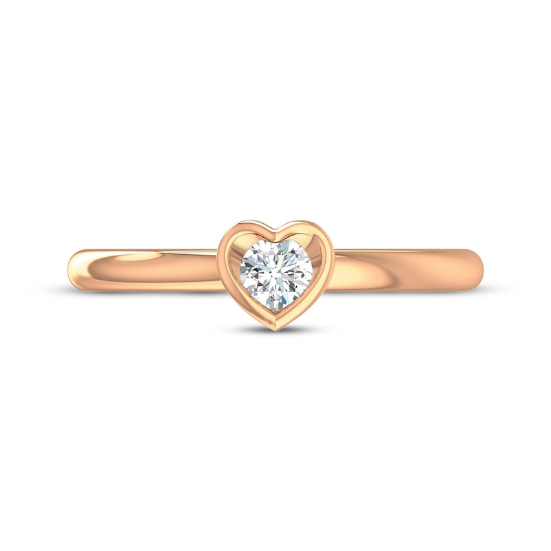 Main Image 4 of Round-Cut Diamond Solitaire Heart-Shaped Frame Engagement Ring 1/5 ct tw 14K Rose Gold (I/I2)