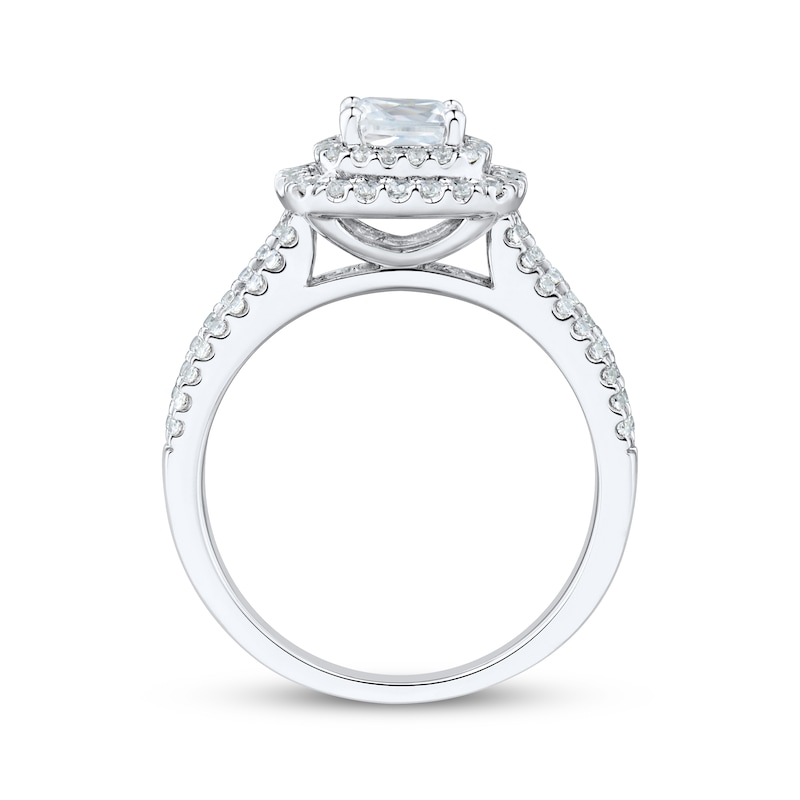 Main Image 2 of Cushion-Cut Diamond Double Halo Engagement Ring 1-1/4 ct tw 14K White Gold