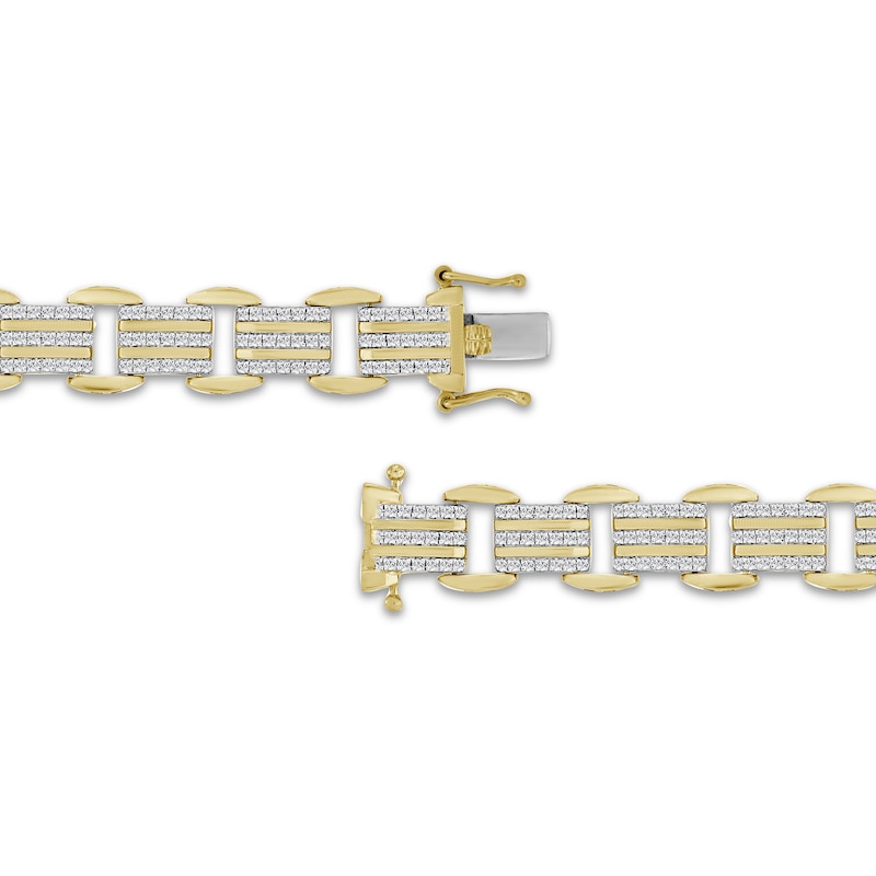 Main Image 3 of Men's Diamond Link Bracelet 2 ct tw 10K Yellow Gold 8.5&quot;