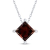 Thumbnail Image 0 of Square-Cut Garnet Solitaire Necklace Sterling Silver 18"