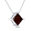 Thumbnail Image 1 of Square-Cut Garnet Solitaire Necklace Sterling Silver 18"