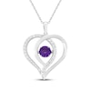 Thumbnail Image 0 of Amethyst & White Lab-Created Sapphire Overlapping Heart Necklace Sterling Silver 18"