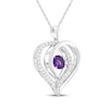 Thumbnail Image 1 of Amethyst & White Lab-Created Sapphire Overlapping Heart Necklace Sterling Silver 18"