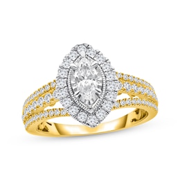 Marquise-Cut Diamond Halo Engagement Ring 1 ct tw 14K Yellow Gold