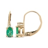 Thumbnail Image 1 of Oval-Cut Emerald & Diamond Accent Drop Earrings 10K Yellow Gold