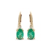 Thumbnail Image 2 of Oval-Cut Emerald & Diamond Accent Drop Earrings 10K Yellow Gold