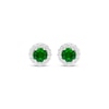 Thumbnail Image 2 of Lab-Created Emerald & White Lab-Created Sapphire Halo Stud Earrings Sterling Silver