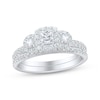 Thumbnail Image 1 of Princess-Cut Diamond Three-Stone Halo Bridal Set 7/8 ct tw 14K White Gold