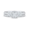 Thumbnail Image 3 of Princess-Cut Diamond Three-Stone Halo Bridal Set 7/8 ct tw 14K White Gold