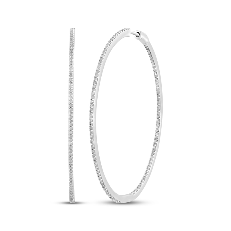 Main Image 1 of Diamond Inside-Out Hoop Earrings 1 ct tw Sterling Silver