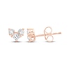 Thumbnail Image 1 of Lab-Grown Diamonds by KAY Princess & Round-Cut Three-Stone Stud Earrings 1/4 ct tw 14K Rose Gold