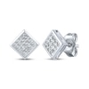 Thumbnail Image 1 of Men's Square-Cut Multi-Diamond Stud Earrings 1-1/4 ct tw Sterling Silver