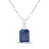 Thumbnail Image 1 of Emerald-Cut Blue Lab-Created Sapphire Solitaire Necklace Sterling Silver 18&quot;