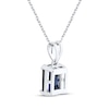 Thumbnail Image 3 of Emerald-Cut Blue Lab-Created Sapphire Solitaire Necklace Sterling Silver 18&quot;