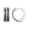 Thumbnail Image 3 of Men's Black Lab-Created Sapphire Two-Row Huggie Hoop Earrings Sterling Silver