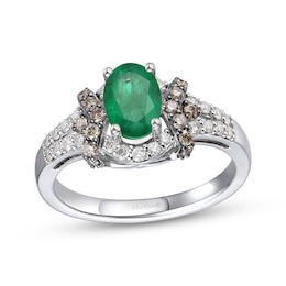 Le Vian Oval-Cut Emerald Ring 1/2 ct tw Diamonds 14K Vanilla Gold