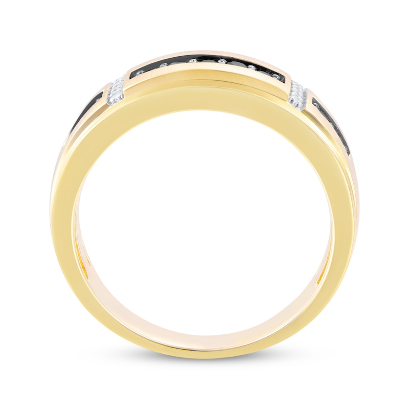 Main Image 3 of Adore Men’s Black & White Diamond Wedding Band 1/3 ct tw 10K Yellow Gold