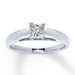 Certified Diamond Ring 1/2 carat Princess-cut 14K White Gold (I/I1)