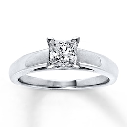 Certified Diamond Ring 3/4 carat Princess-cut 14K White Gold (I/I1)