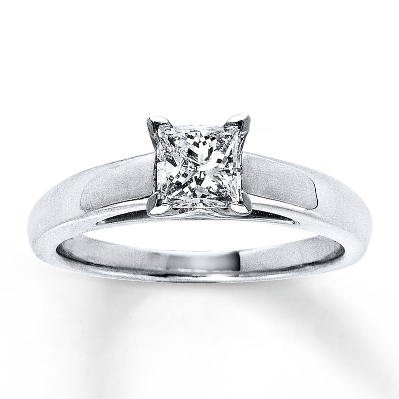 Main Image 1 of Certified Diamond Ring 3/4 carat Princess-cut 14K White Gold (I/I1)