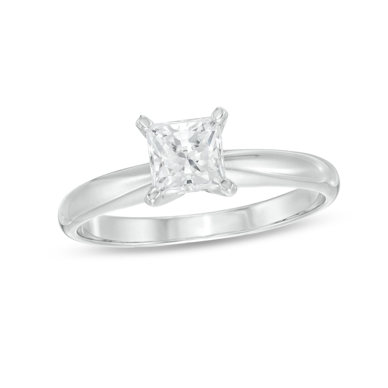 Main Image 1 of Diamond Solitaire Ring 3/4 Carat Princess-Cut 14K White Gold (I/I2)