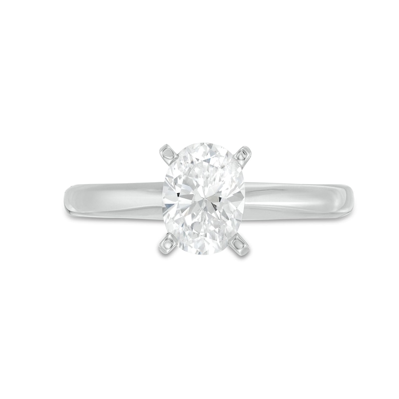 Main Image 4 of Certified Diamond Solitaire Ring 1 ct Oval 14K White Gold (I/I1)