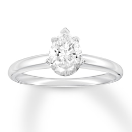 Certified Diamond Solitaire 1 ct Pear-shaped 14K White Gold (I/I1)