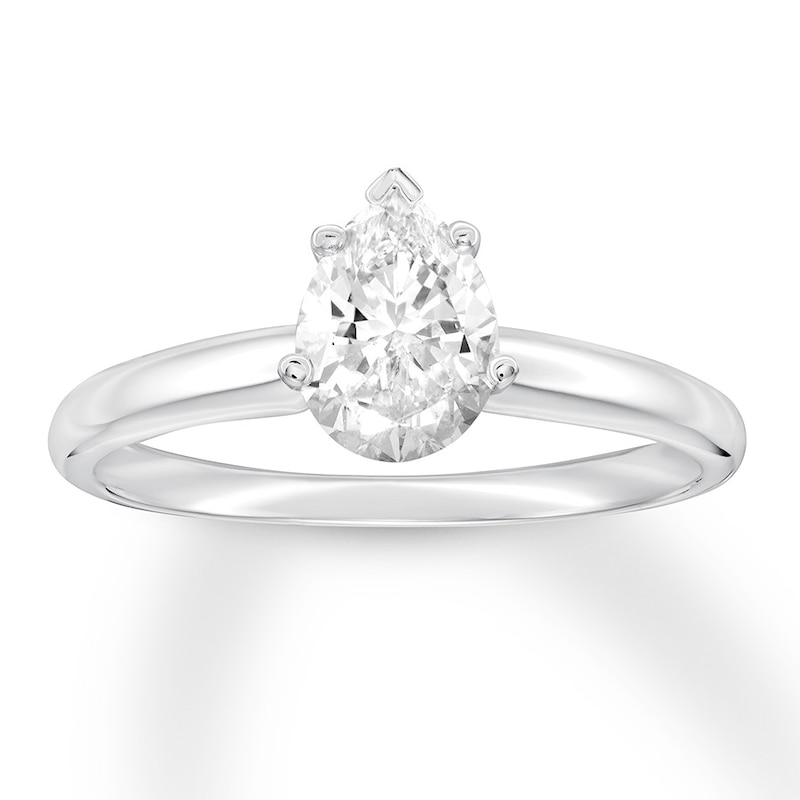 Main Image 1 of Certified Diamond Solitaire 1 ct Pear-shaped 14K White Gold (I/I1)