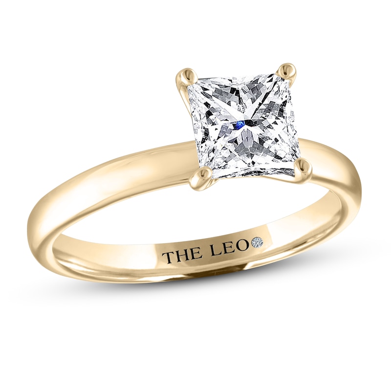 Main Image 1 of THE LEO Artisan Diamond Solitaire Engagement Ring 1-1/2 ct tw Princess-cut 14K Yellow Gold