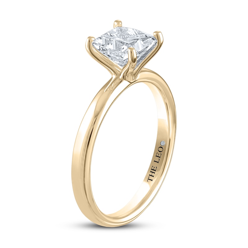 Main Image 3 of THE LEO Artisan Diamond Solitaire Engagement Ring 1-1/2 ct tw Princess-cut 14K Yellow Gold