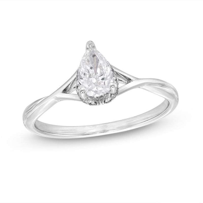 Main Image 1 of Diamond Solitaire Engagement Ring 5/8 ct tw Pear-Shaped 14K White Gold (I/I2)