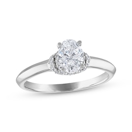 Diamond Engagement Ring 5/8 ct tw Oval & Round-cut 14K White Gold (I/I2)