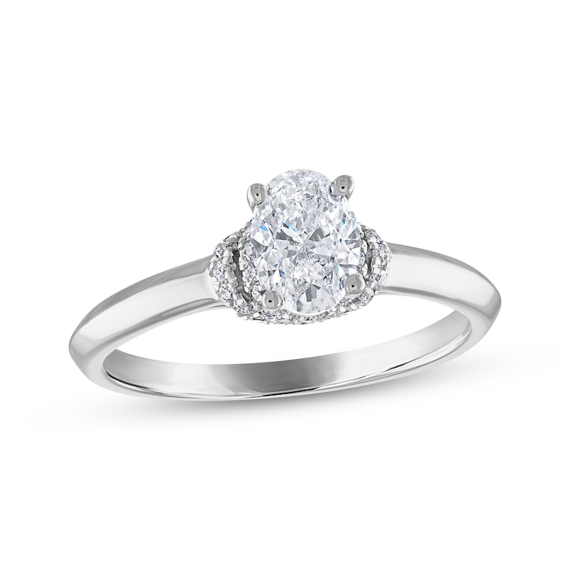 Diamond Engagement Ring 5/8 ct tw Oval & Round-cut 14K White Gold (I/I2)