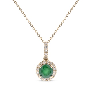 Emerald & Diamond Necklace 1/8 ct tw 10K Yellow Gold 18” | Kay Outlet