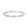 Thumbnail Image 0 of Oval-Cut Aquamarine & White Lab-Created Sapphire Bracelet Sterling Silver 7.25"