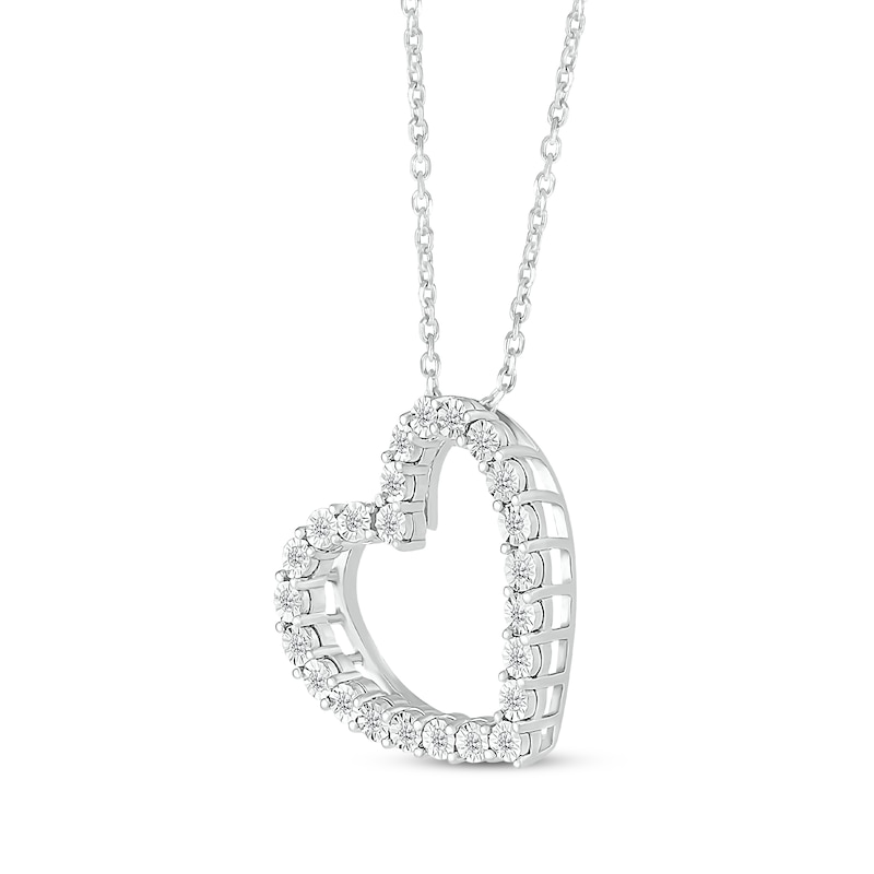 Diamond Tilted Heart Necklace, Silver or White Gold  Jewelry by Johan -  10k White Gold - Jewelry by Johan